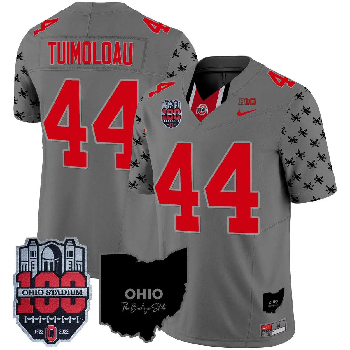 Personalized OSB 100th Anniversary Patch Vapor Limited Jersey - Gray / JT Tuimoloau Stitched