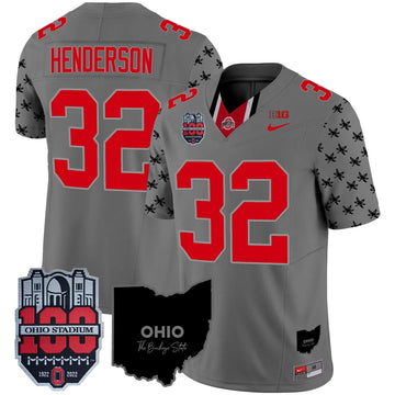 Personalized OSB 100th Anniversary Patch Vapor Limited Jersey - Gray / Treveyon Henderson Stitched