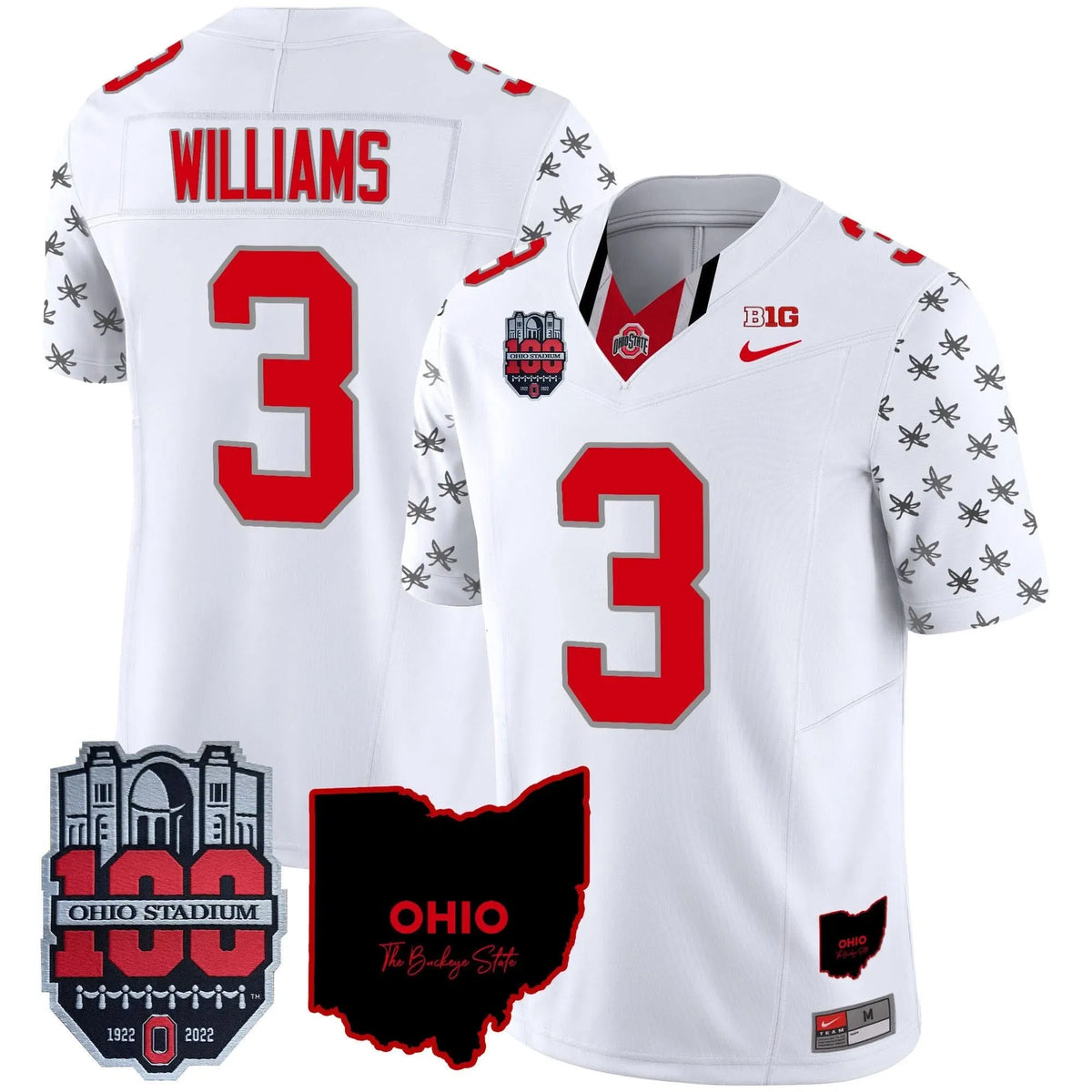 Personalized OSB 100th Anniversary Patch Vapor Limited Jersey - White Limited / Miyan Williams Stitched