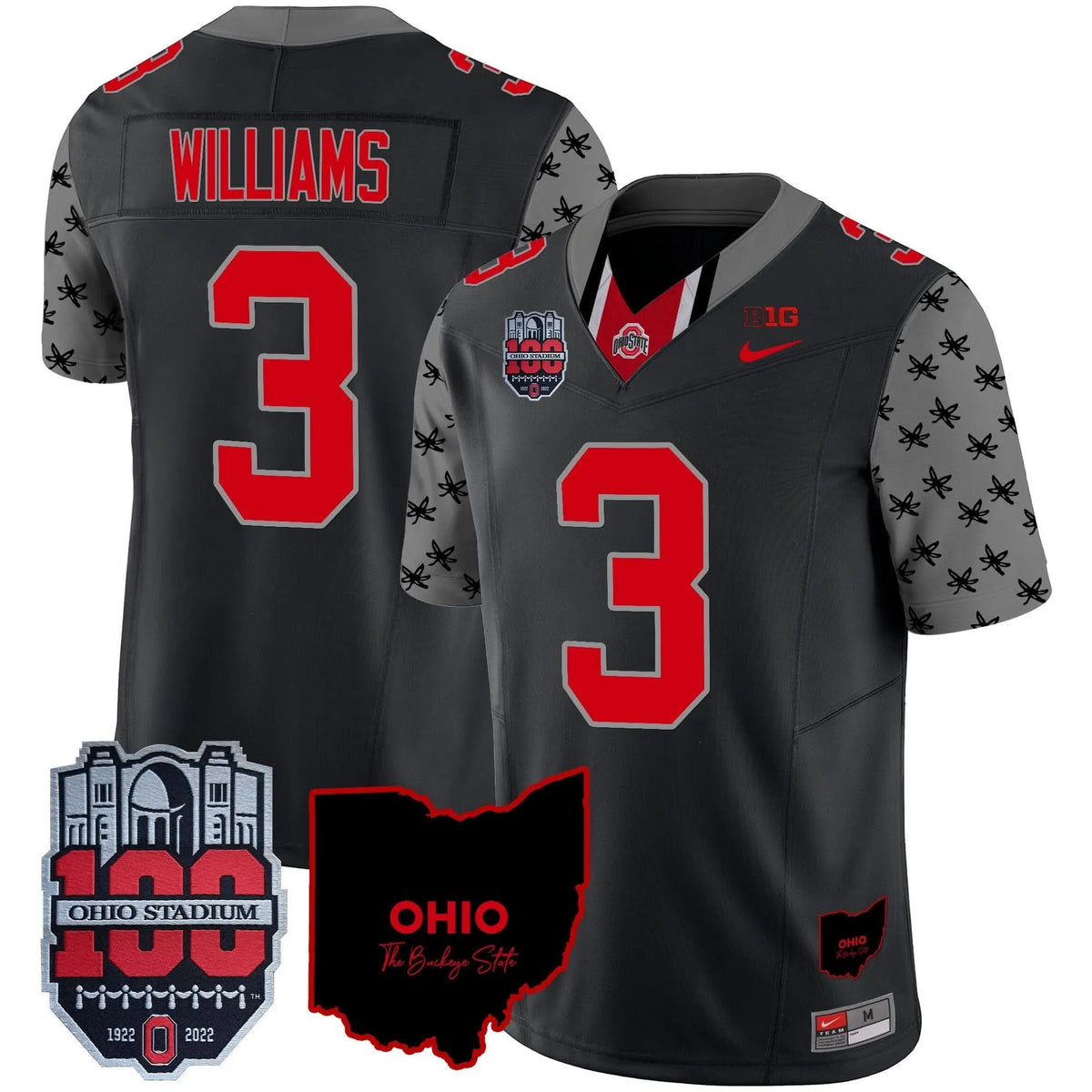 Personalized OSB 100th Anniversary Patch Vapor Limited Jersey - Black / Miyan Williams Stitched