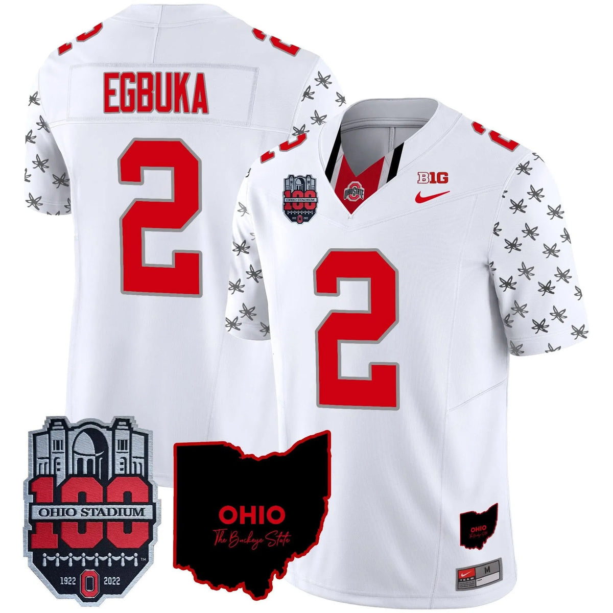 Personalized OSB 100th Anniversary Patch Vapor Limited Jersey - White Limited / Emeka Egbuka Stitched
