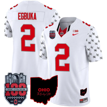 Personalized OSB 100th Anniversary Patch Vapor Limited Jersey - White Limited / Emeka Egbuka Stitched