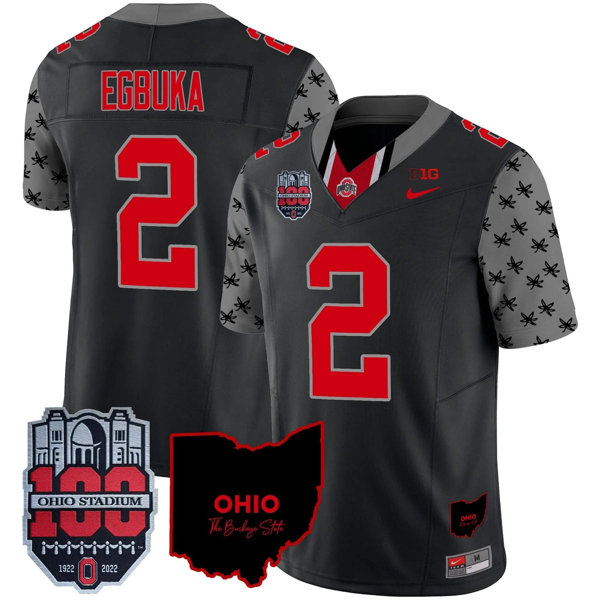 Personalized OSB 100th Anniversary Patch Vapor Limited Jersey - Black / Emeka Egbuka Stitched