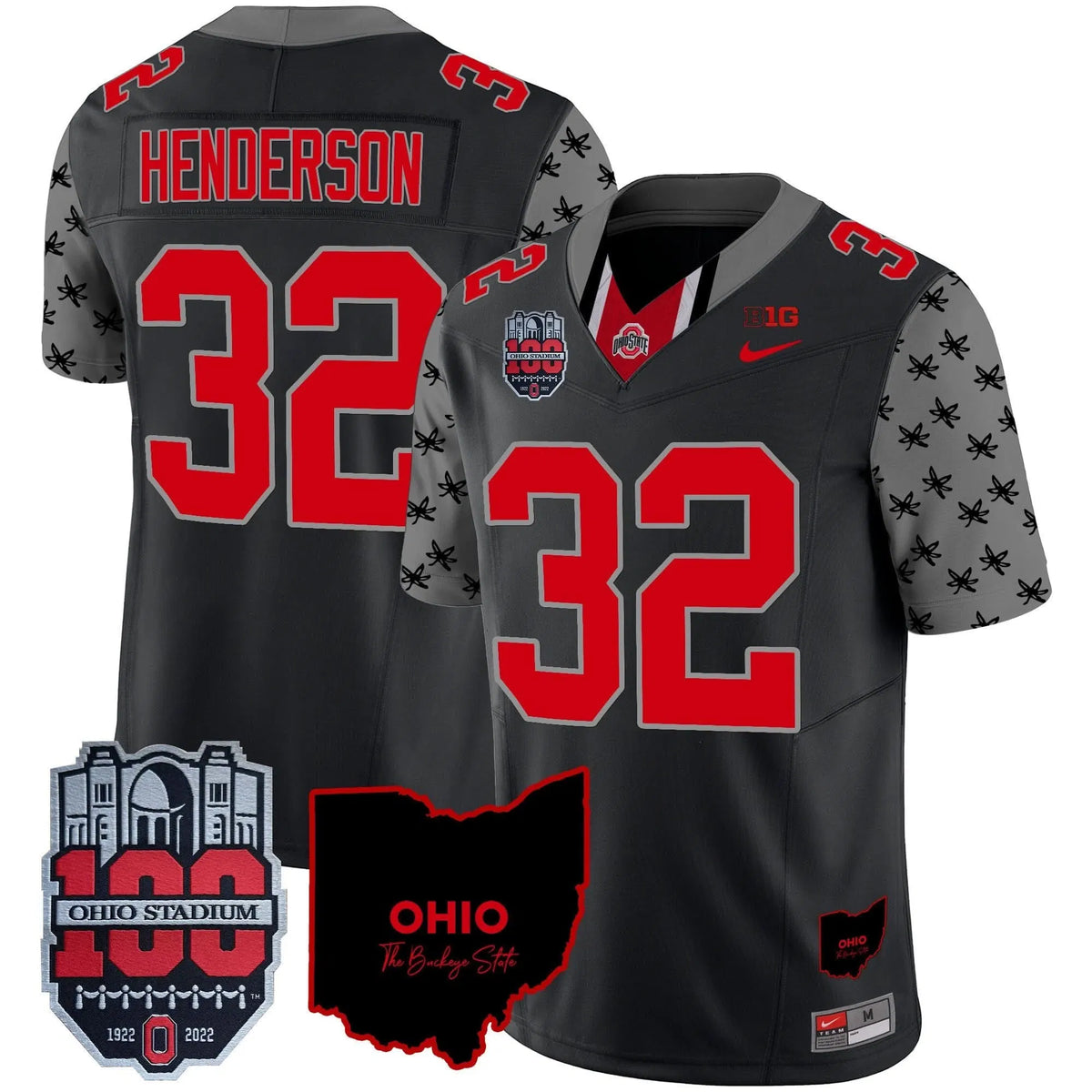 Personalized OSB 100th Anniversary Patch Vapor Limited Jersey - Black / Treveyon Henderson Stitched
