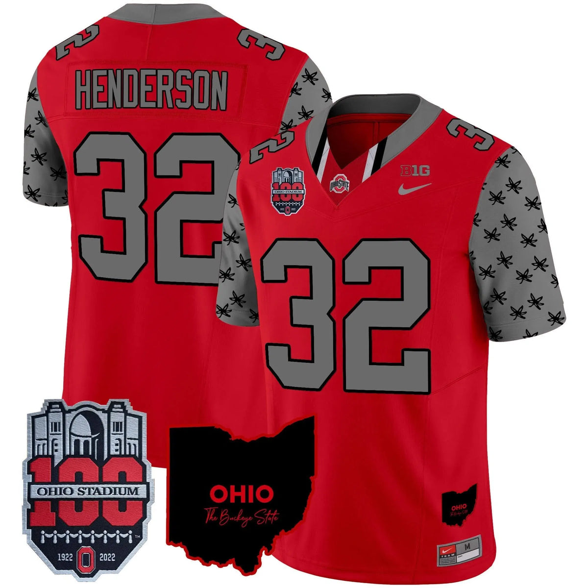 Personalized OSB 100th Anniversary Patch Vapor Limited Jersey - Red / Treveyon Henderson Stitched