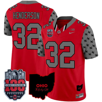 Personalized OSB 100th Anniversary Patch Vapor Limited Jersey - Red / Treveyon Henderson Stitched