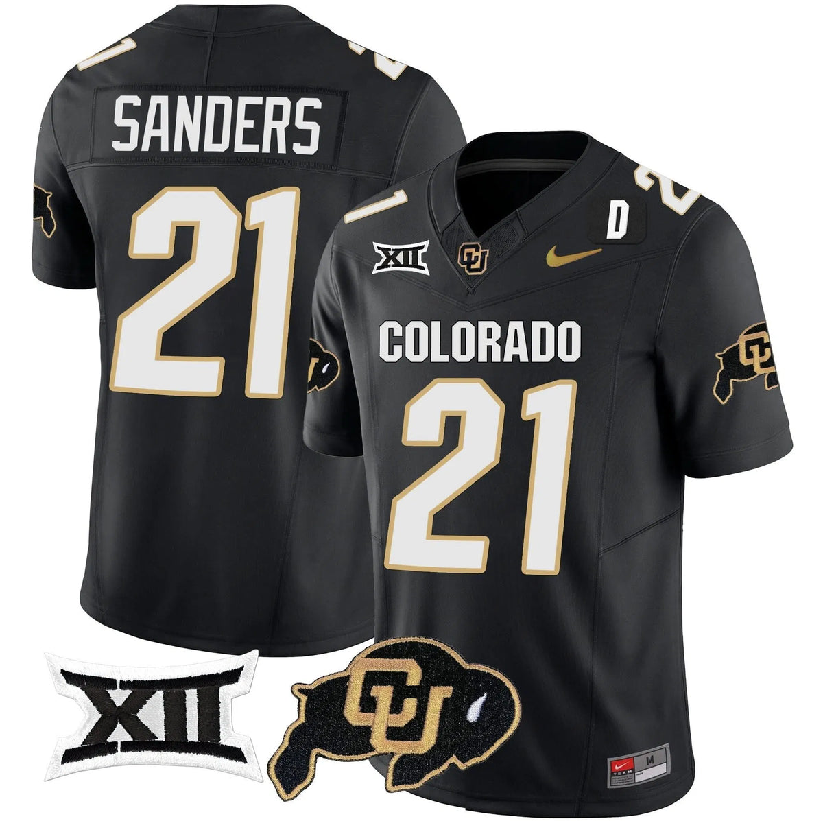 Personalized CB Vapor Limited Jersey V2 - Big 12 XII Patch - Black / Shilo Sanders Stitched