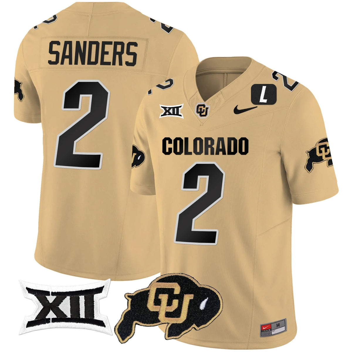 Personalized CB Vapor Limited Jersey V2 - Big 12 XII Patch - Gold / Shedeur Sanders Stitched