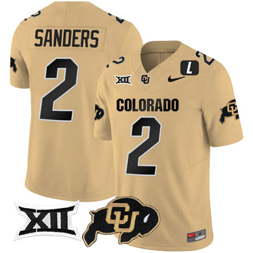 Personalized CB Vapor Limited Jersey V2 - Big 12 XII Patch - Gold / Shedeur Sanders Stitched