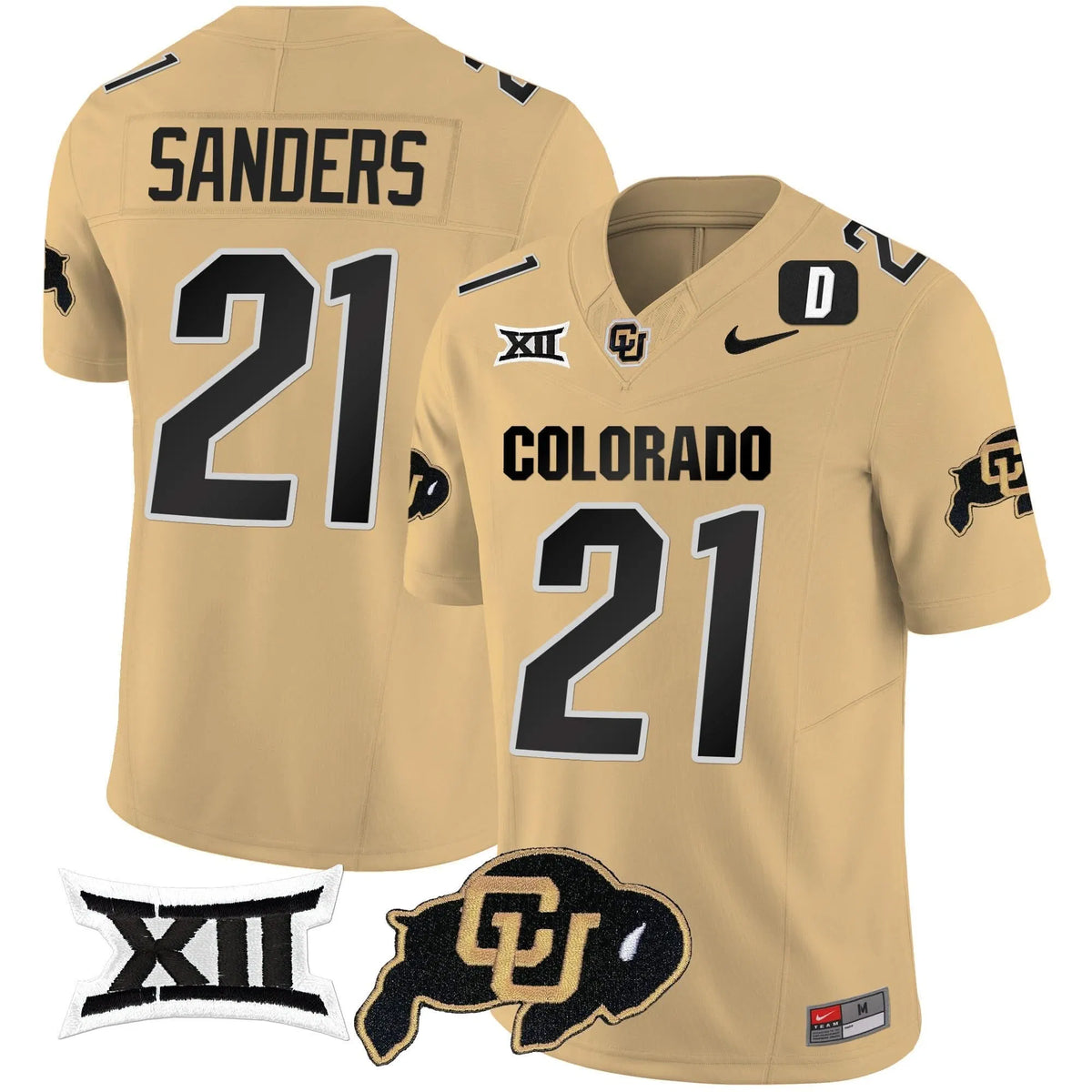 Personalized CB Vapor Limited Jersey V2 - Big 12 XII Patch - Gold / Shilo Sanders Stitched