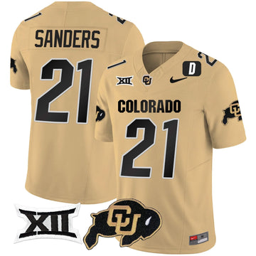 Personalized CB Vapor Limited Jersey V2 - Big 12 XII Patch - Gold / Shilo Sanders Stitched