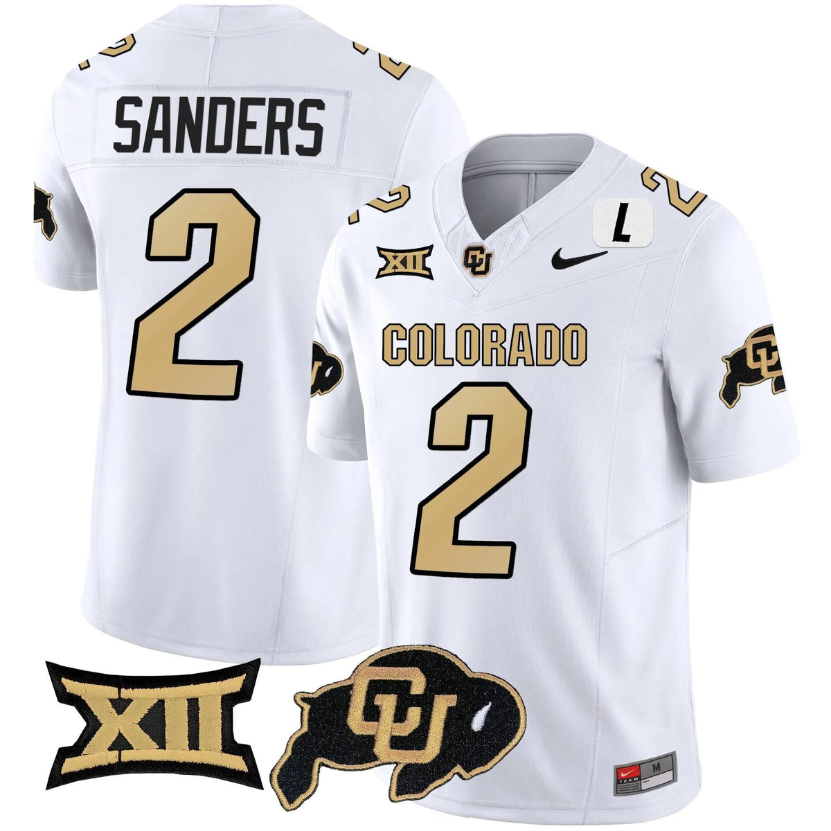 Personalized CB Vapor Limited Jersey V2 - Big 12 XII Patch - White / Shedeur Sanders Stitched