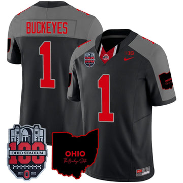 Personalized OSB 100th Anniversary Patch Vapor Limited Jersey - Black Special / #1 Buckeyes Stitched