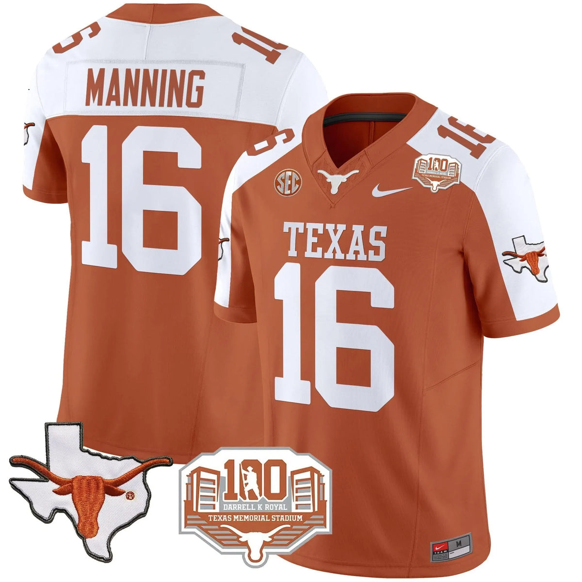 Personalized TL 2026 Vapor Limited Jersey - 100 years of Darrell K Royal - Orange Alternate / Arch Manning Stitched