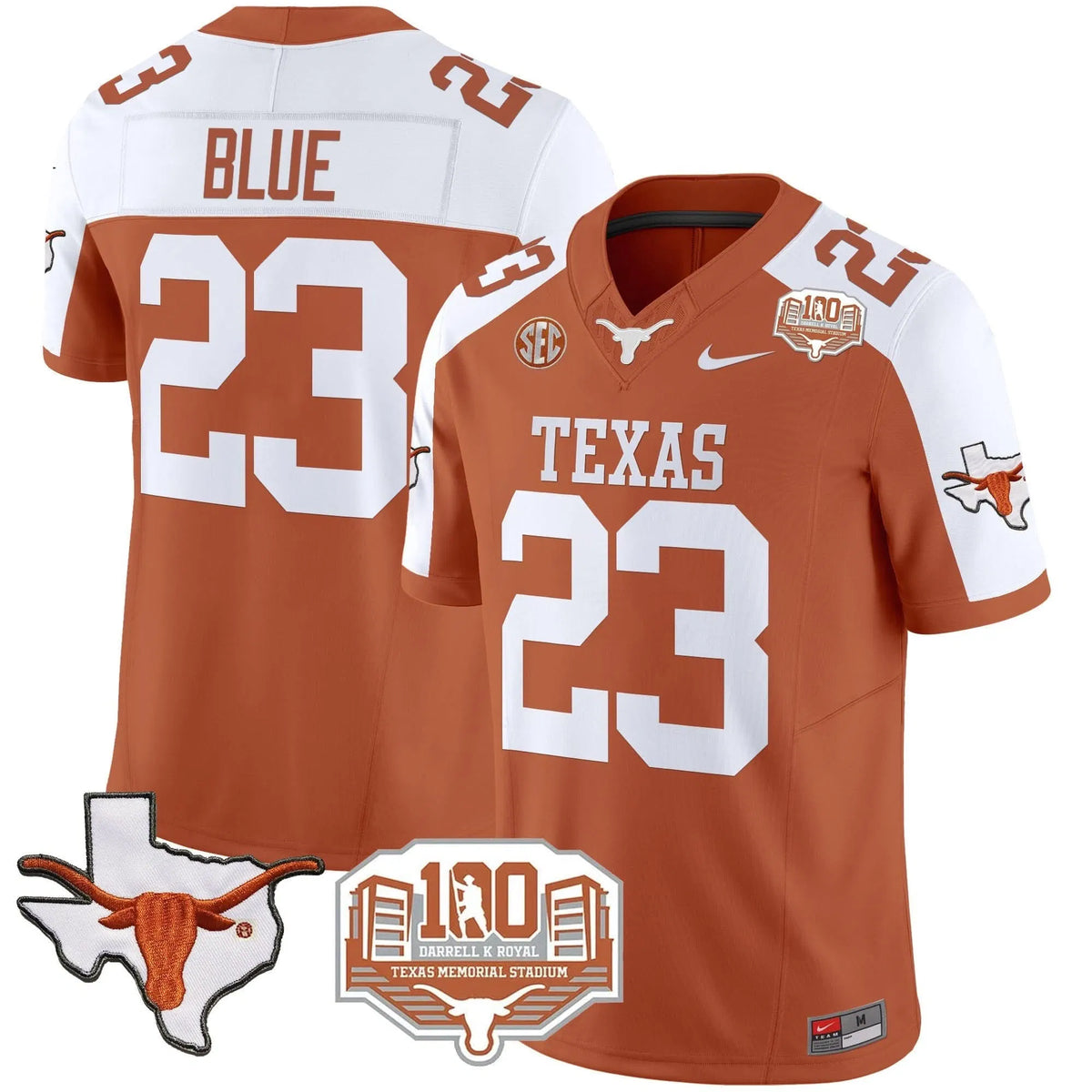 Personalized TL 2026 Vapor Limited Jersey - 100 years of Darrell K Royal - Orange Alternate / Jaydon Blue Stitched