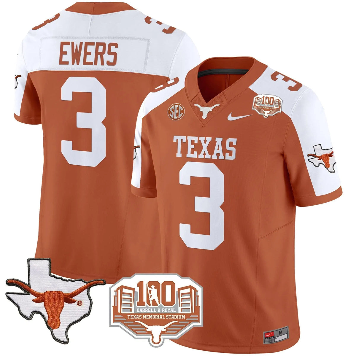 Personalized TL 2026 Vapor Limited Jersey - 100 years of Darrell K Royal - Orange Alternate / Quinn Ewers Stitched