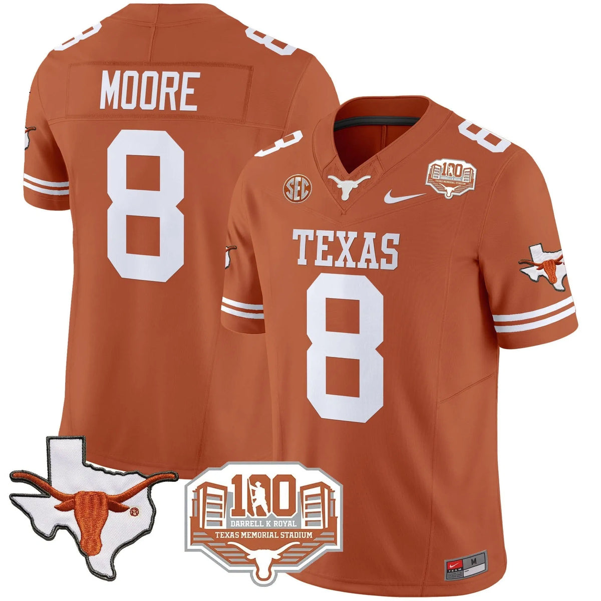 Personalized TL 2026 Vapor Limited Jersey - 100 years of Darrell K Royal - Orange / Trey Moore Stitched