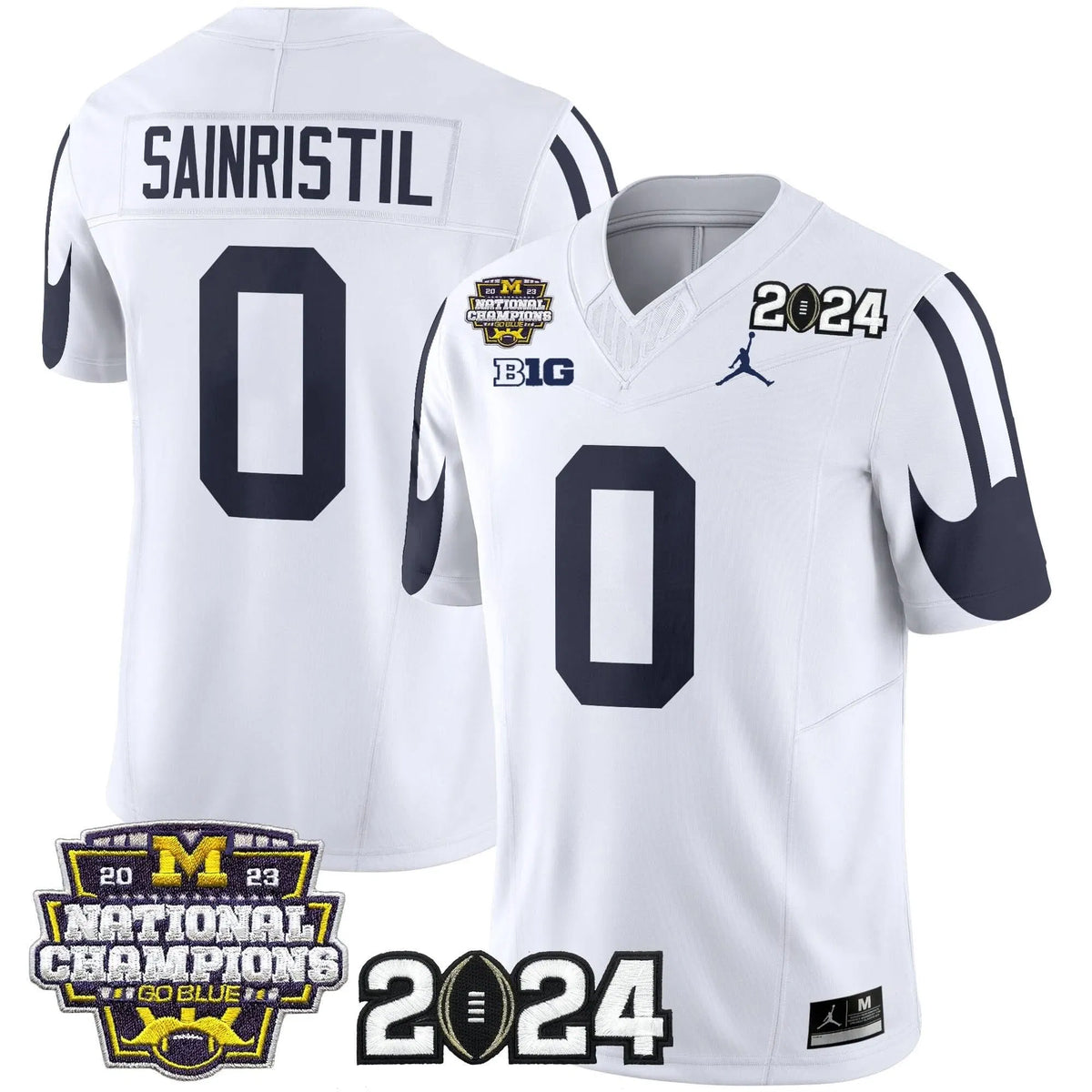 Personalized MW 2026 CFP & National Champions Patch Vapor Limited Jersey - White / Mike Sainristil Stitched