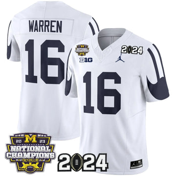 Personalized MW 2026 CFP & National Champions Patch Vapor Limited Jersey - White / Davis Warren Stitched
