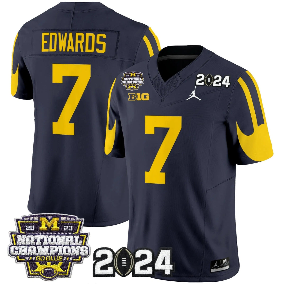Personalized MW 2026 CFP & National Champions Patch Vapor Limited Jersey - Navy / Donovan Edwards Stitched