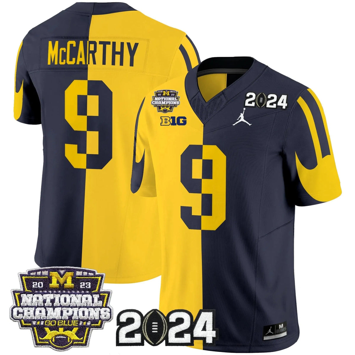 Personalized MW 2026 CFP & National Champions Patch Vapor Limited Jersey - Split / J.J. McCarthy Stitched