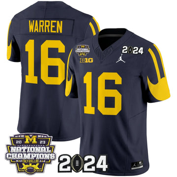 Personalized MW 2026 CFP & National Champions Patch Vapor Limited Jersey - Navy / Davis Warren Stitched