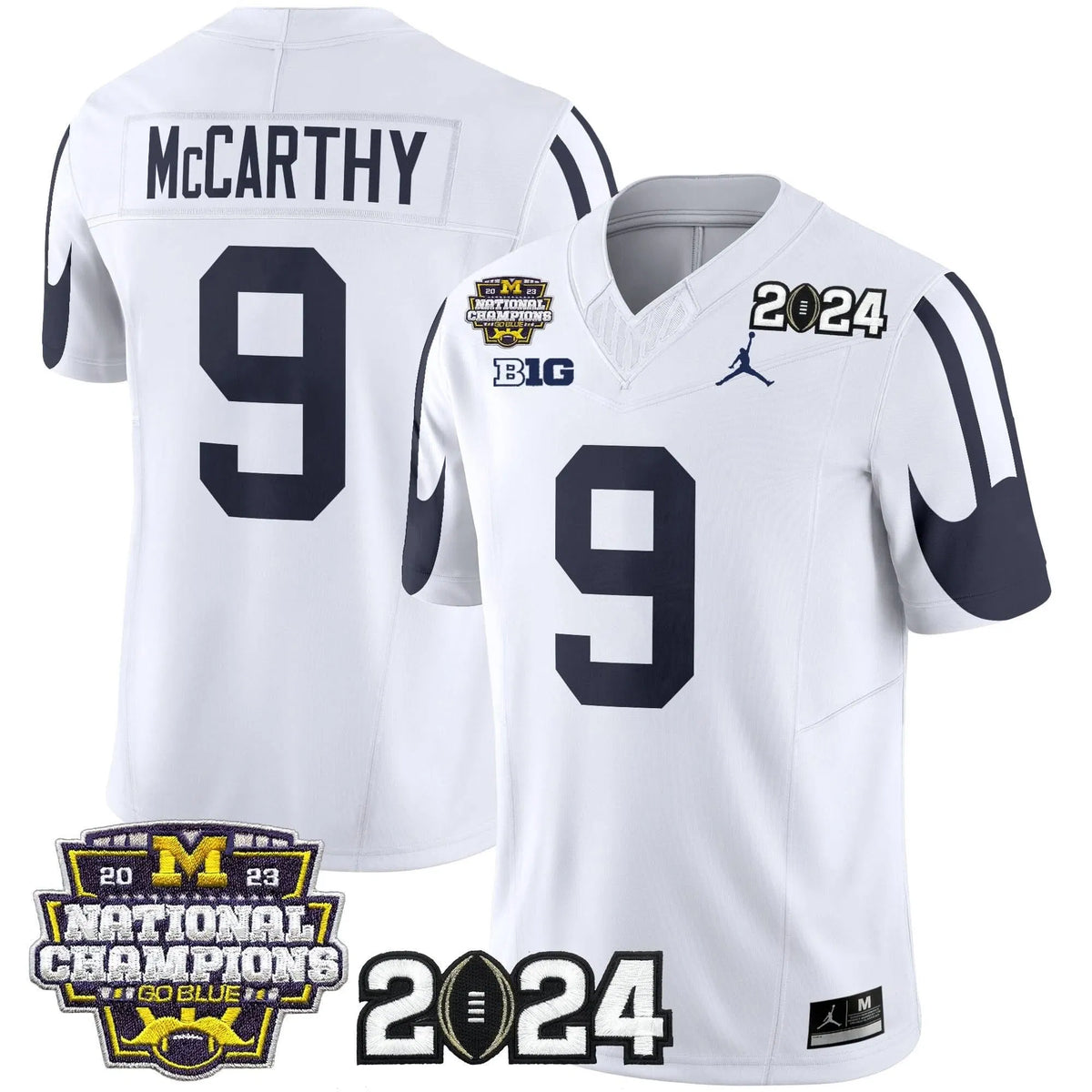 Personalized MW 2026 CFP & National Champions Patch Vapor Limited Jersey - White / J.J. McCarthy Stitched
