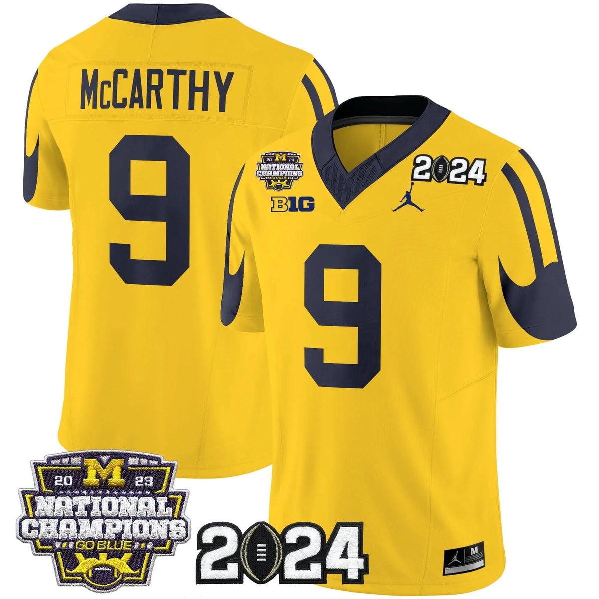 Personalized MW 2026 CFP & National Champions Patch Vapor Limited Jersey - Maize / J.J. McCarthy Stitched