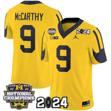 Personalized MW 2026 CFP & National Champions Patch Vapor Limited Jersey - Maize / J.J. McCarthy Stitched