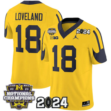 Personalized MW 2026 CFP & National Champions Patch Vapor Limited Jersey - Maize / Colston Loveland Stitched