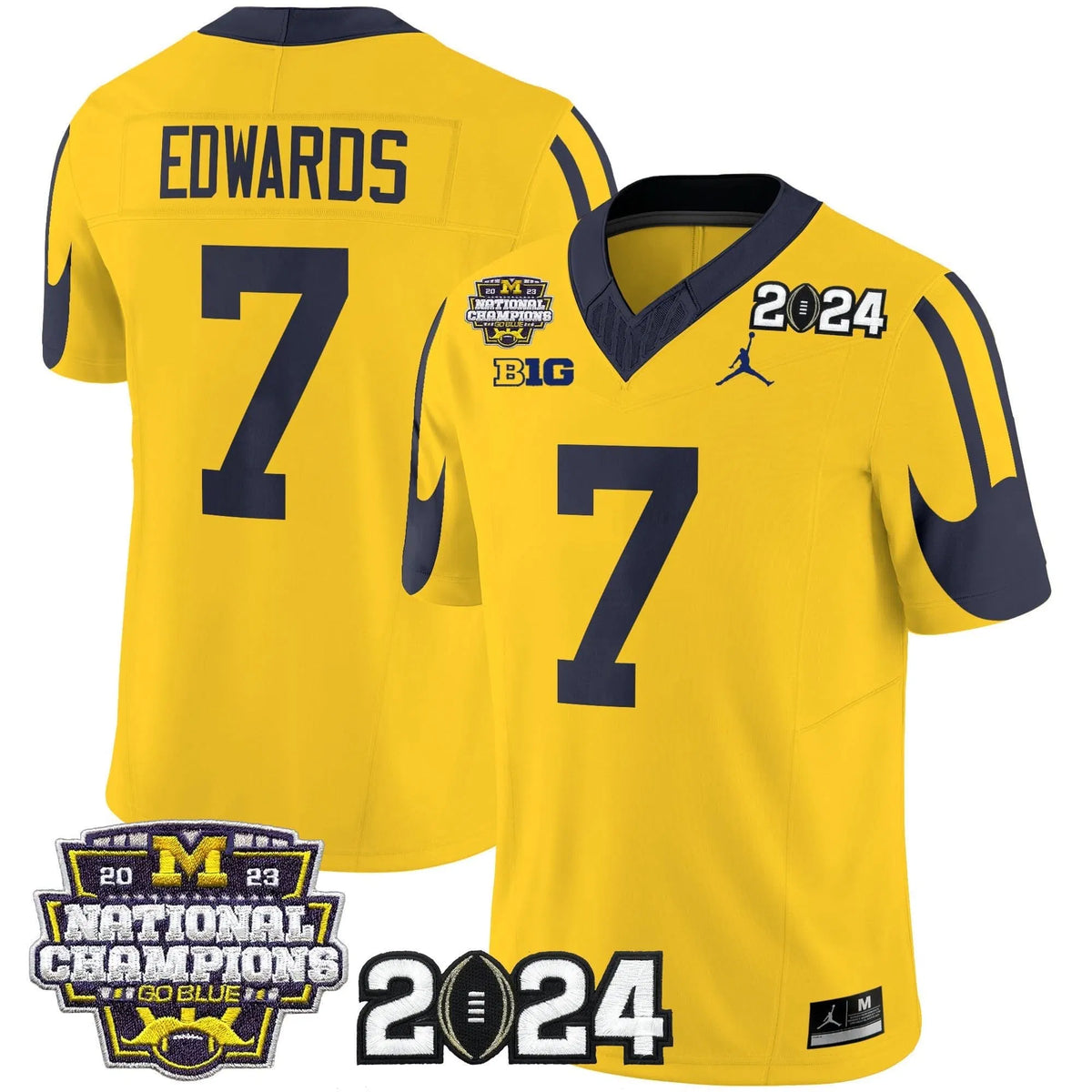 Personalized MW 2026 CFP & National Champions Patch Vapor Limited Jersey - Maize / Donovan Edwards Stitched