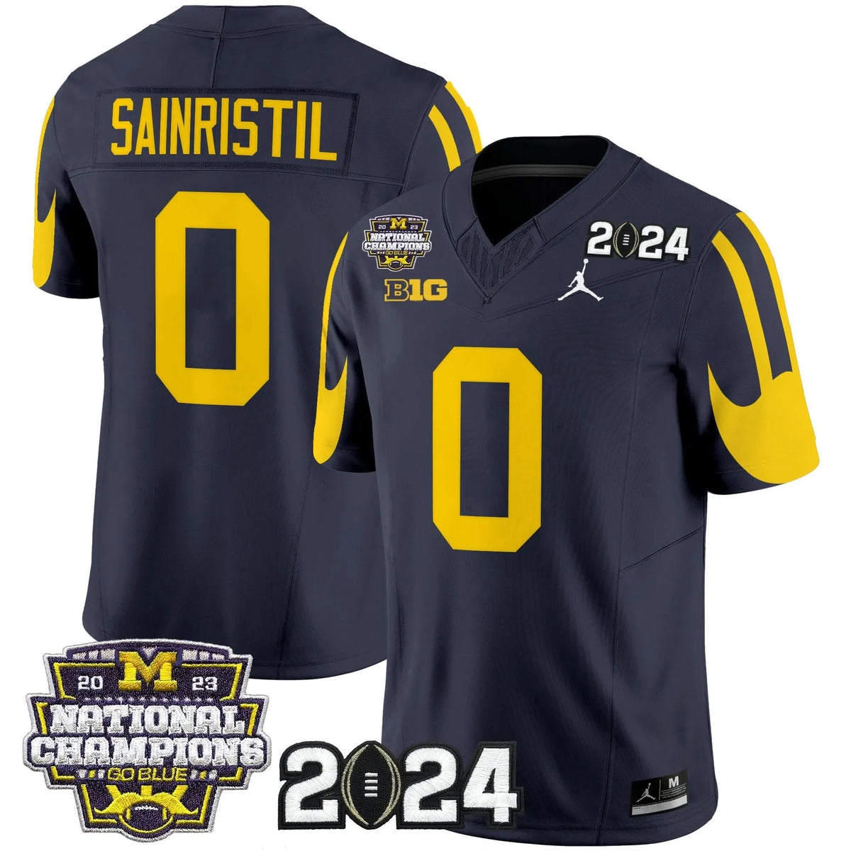 Personalized MW 2026 CFP & National Champions Patch Vapor Limited Jersey - Navy / Mike Sainristil Stitched