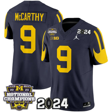 Personalized MW 2026 CFP & National Champions Patch Vapor Limited Jersey - Navy / J.J. McCarthy Stitched