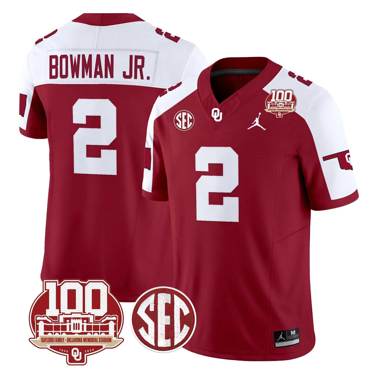 Personalized OS 100th Anniversary Patch Vapor Limited Jersey - Crimson Alternate / Billy Bowman Jr. Stitched