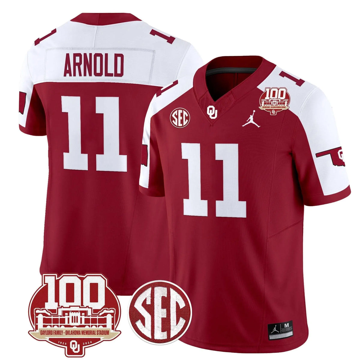 Personalized OS 100th Anniversary Patch Vapor Limited Jersey - Crimson Alternate / Jackson Arnold Stitched