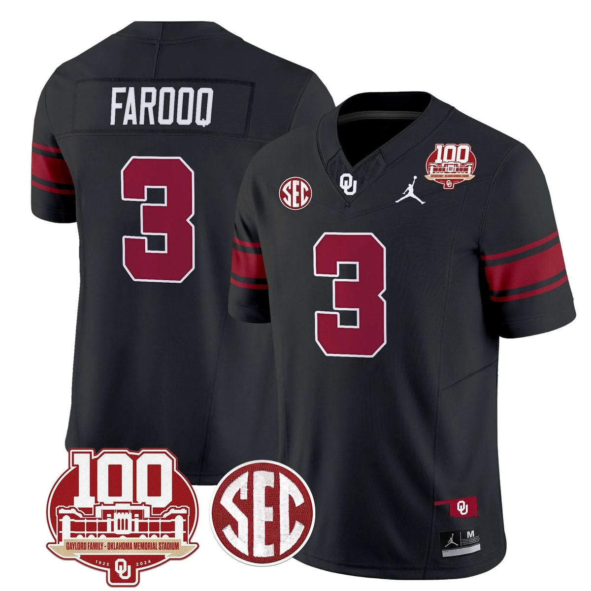Personalized OS 100th Anniversary Patch Vapor Limited Jersey - Black / Jalil Farooq Stitched