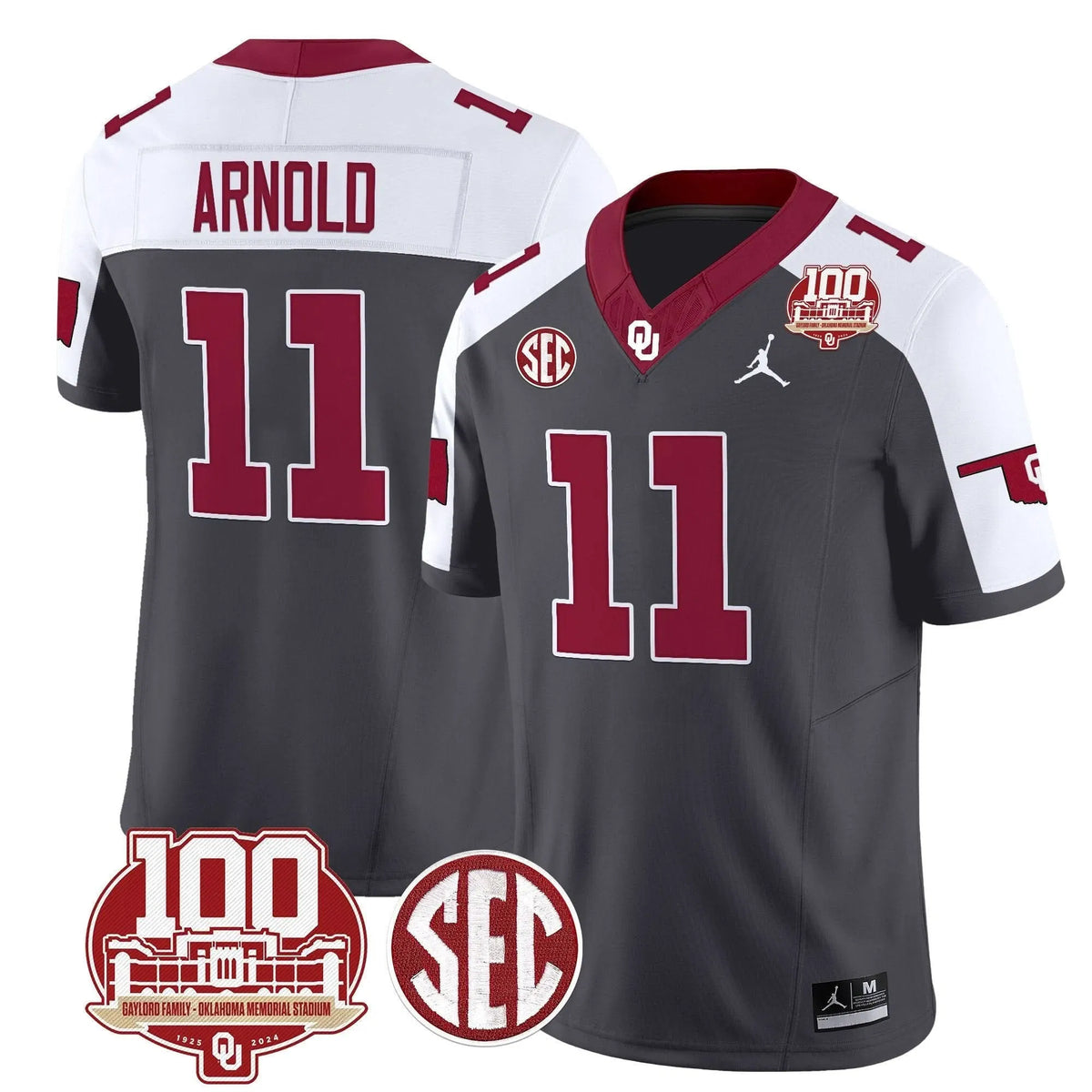 Personalized OS 100th Anniversary Patch Vapor Limited Jersey - Anthracite Alternate / Jackson Arnold Stitched