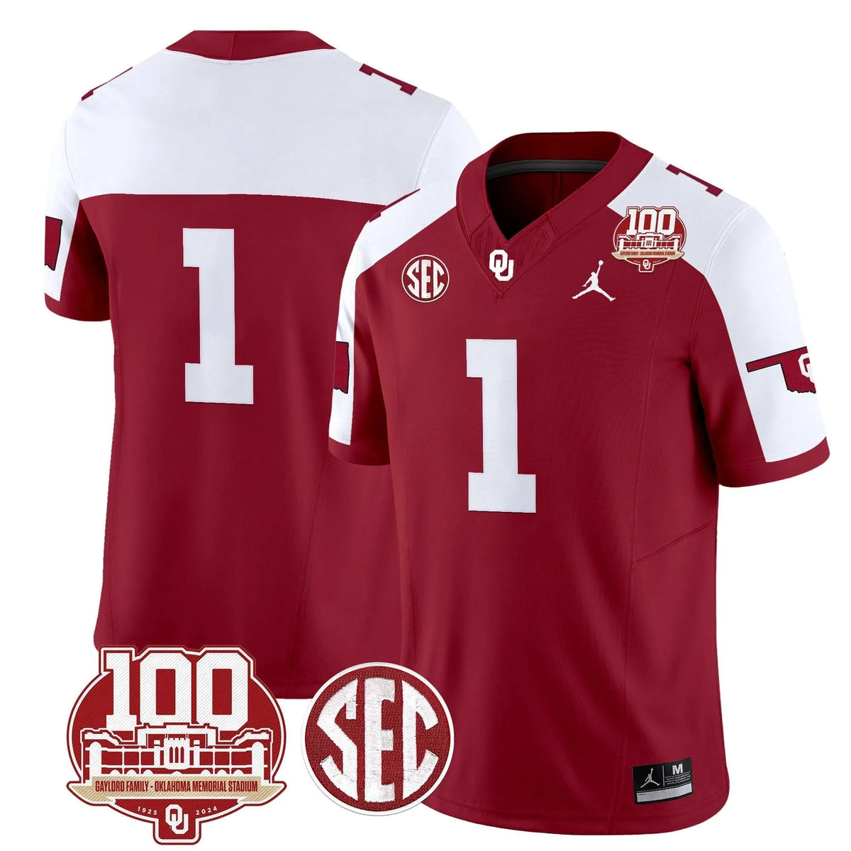 Personalized OS 100th Anniversary Patch Vapor Limited Jersey - Crimson Alternate / #1 Team Stitched
