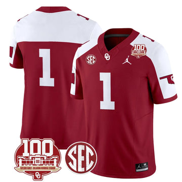 Personalized OS 100th Anniversary Patch Vapor Limited Jersey - Crimson Alternate / #1 Team Stitched