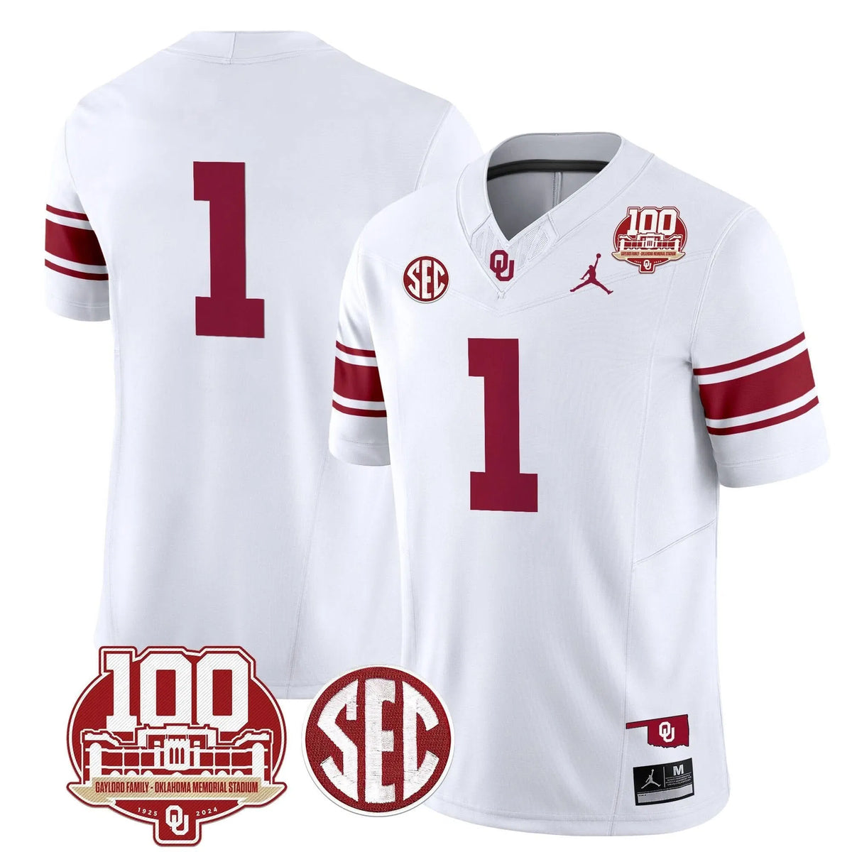 Personalized OS 100th Anniversary Patch Vapor Limited Jersey - White / #1 Team Stitched