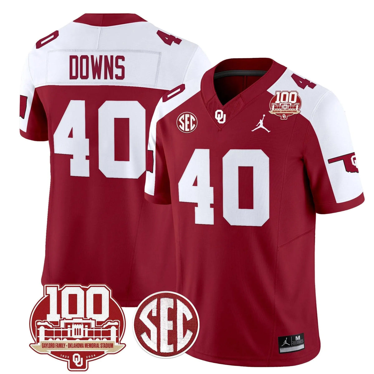 Personalized OS 100th Anniversary Patch Vapor Limited Jersey - Crimson Alternate / Ethan Downs Stitched