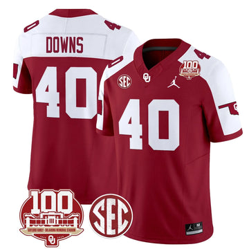 Personalized OS 100th Anniversary Patch Vapor Limited Jersey - Crimson Alternate / Ethan Downs Stitched