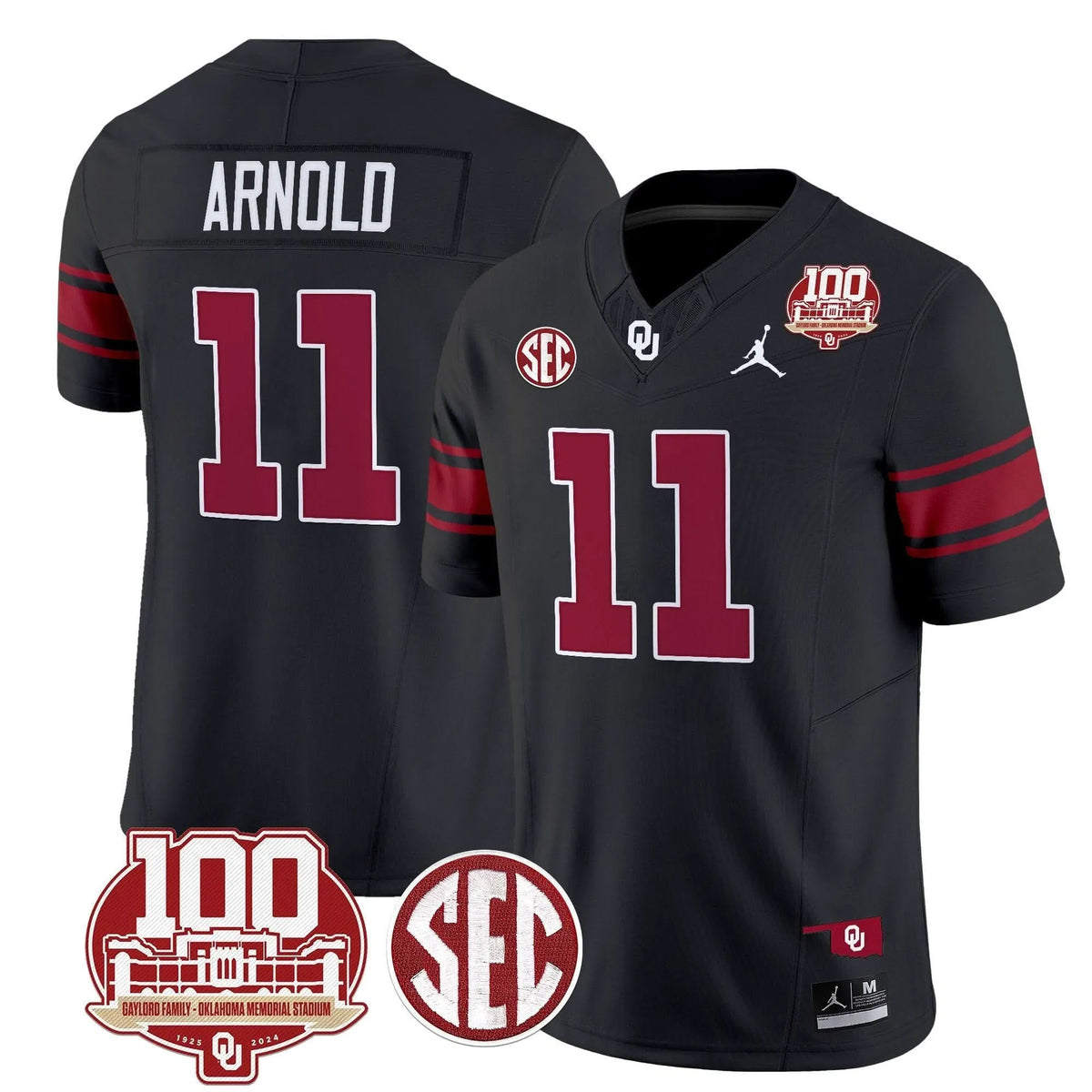 Personalized OS 100th Anniversary Patch Vapor Limited Jersey - Black / Jackson Arnold Stitched