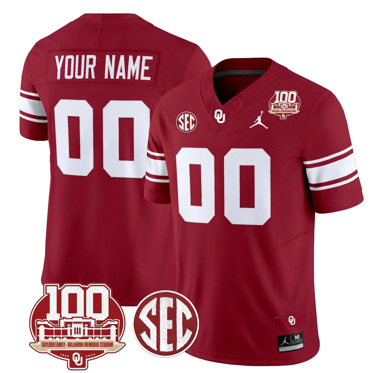 Personalized OS 100th Anniversary Patch Vapor Limited Custom Jersey - Crimson Stitched