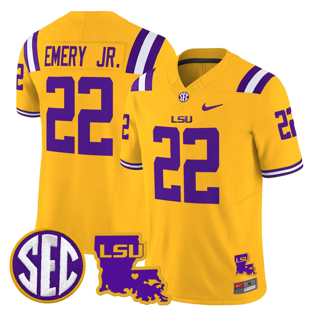 Personalized LSU 2026 Louisiana Patch Vapor Limited Jersey - Gold / John Emery Jr. Stitched