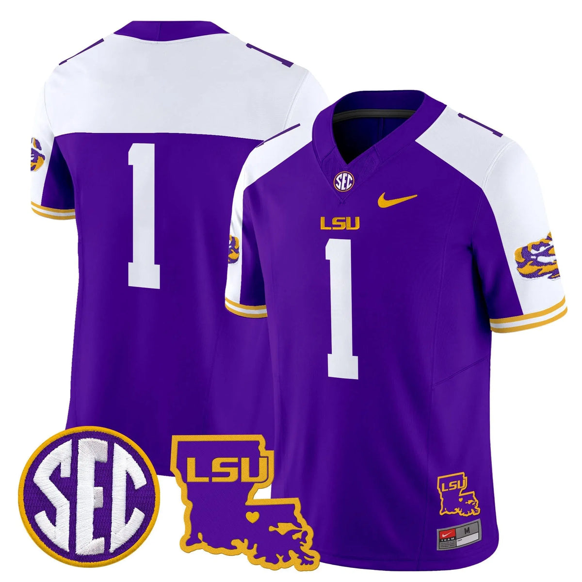 Personalized LSU 2026 Louisiana Patch Vapor Limited Jersey - Purple Alternate / #1 Team Stitched