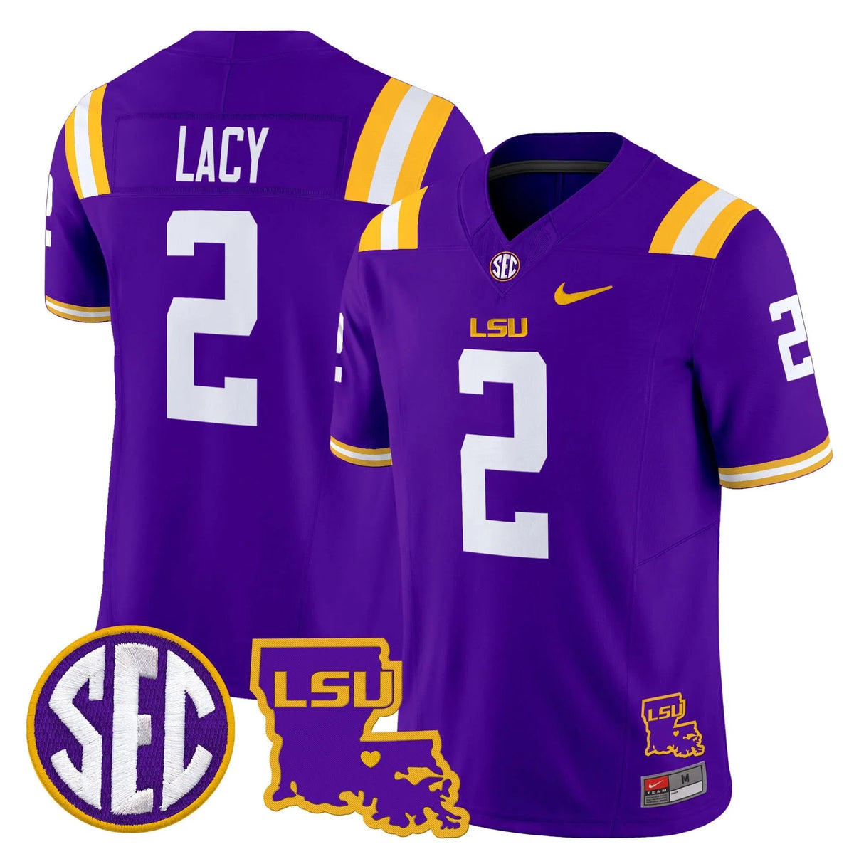 Personalized LSU 2026 Louisiana Patch Vapor Limited Jersey - Purple / Kyren Lacy Stitched
