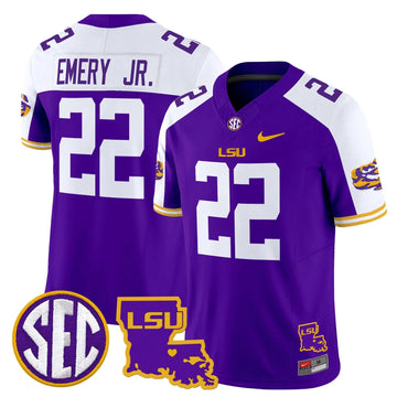 Personalized LSU 2026 Louisiana Patch Vapor Limited Jersey - Purple Alternate / John Emery Jr. Stitched