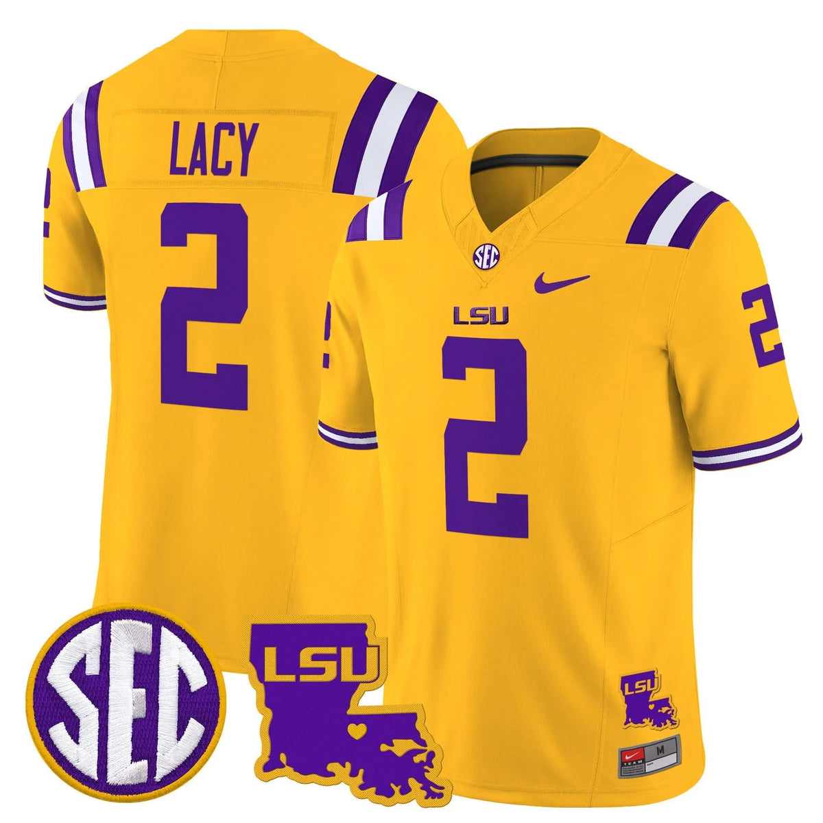 Personalized LSU 2026 Louisiana Patch Vapor Limited Jersey - Gold / Kyren Lacy Stitched