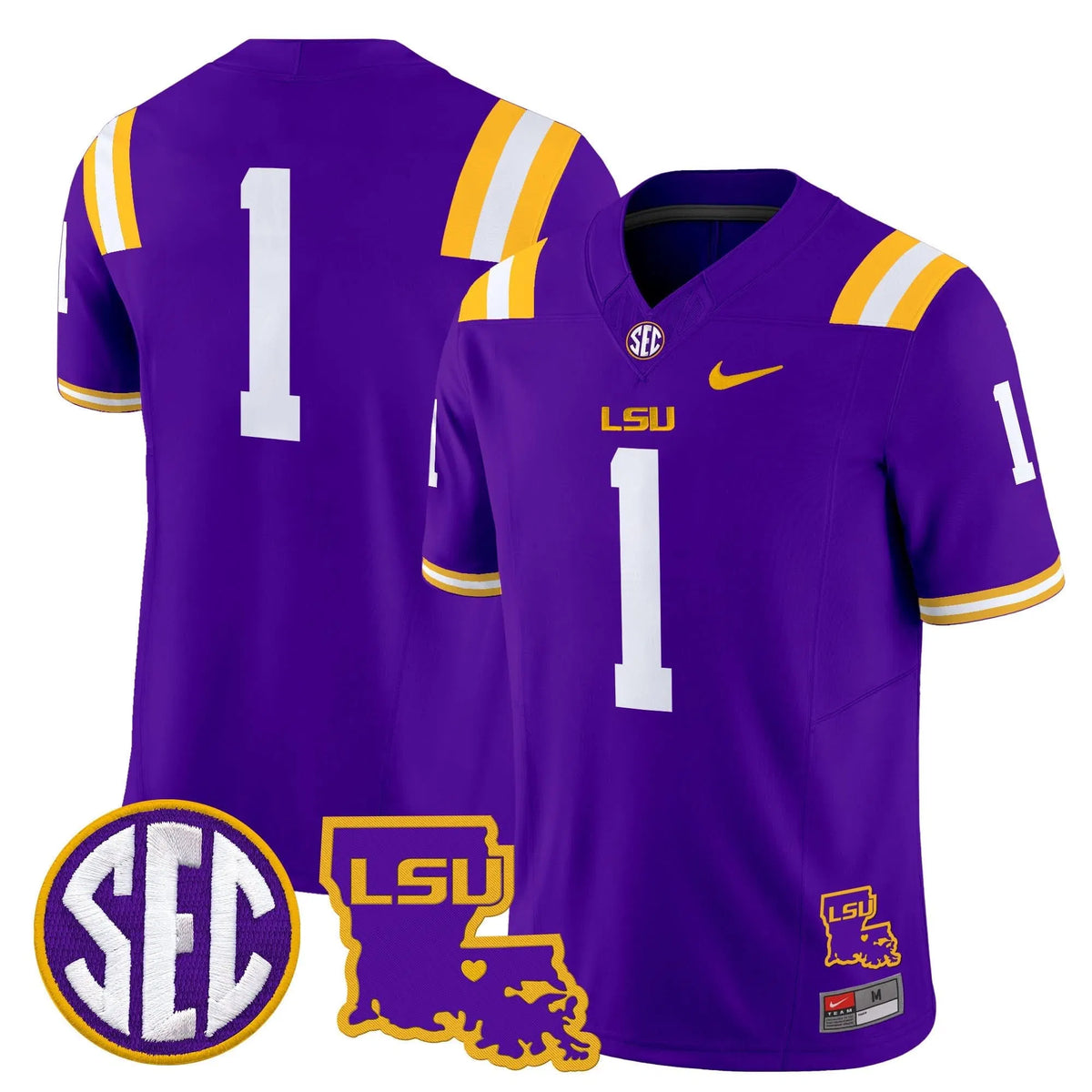 Personalized LSU 2026 Louisiana Patch Vapor Limited Jersey - Purple / #1 Team Stitched